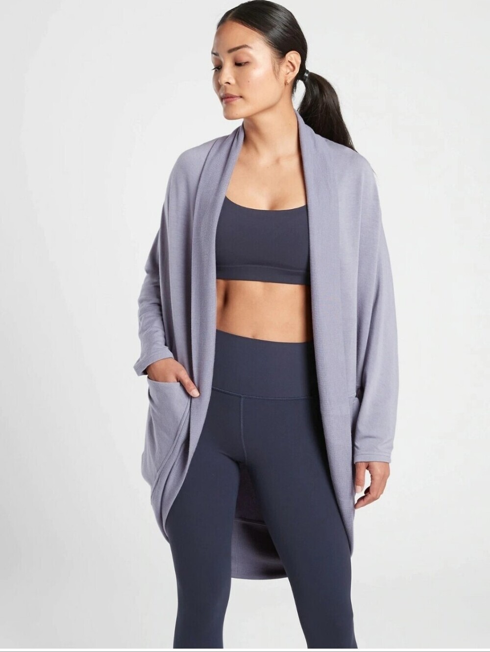 Athleta Ethereal Cocoon Wrap, Tempest Violet SIZE L/XL #980125 O0922 Modal Blend